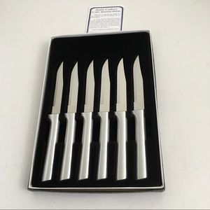 Rada set of 6 serrated silver handle steak knives